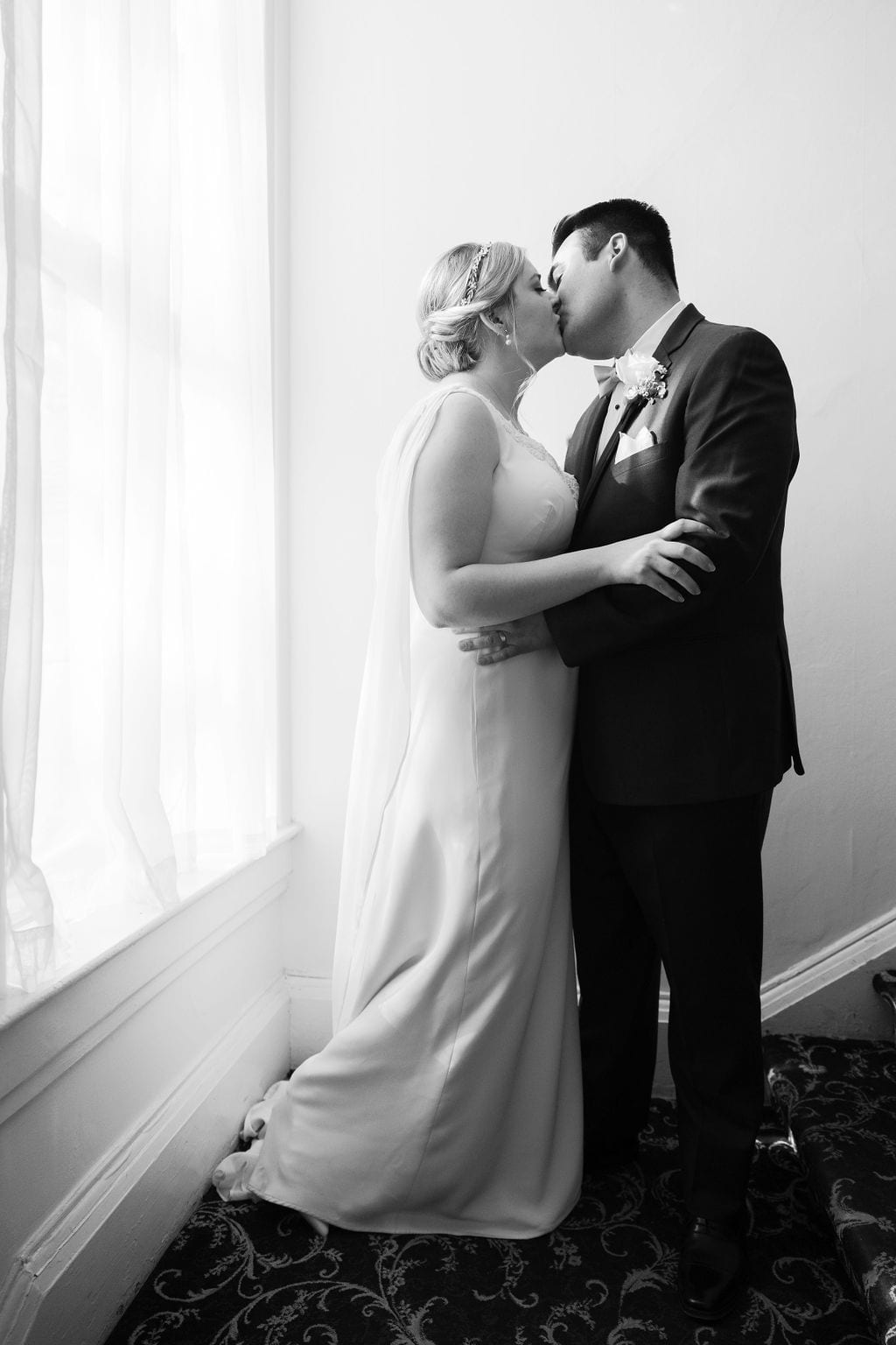 Grace and Miles wedding at Eldredge Manor, the couple, black and white