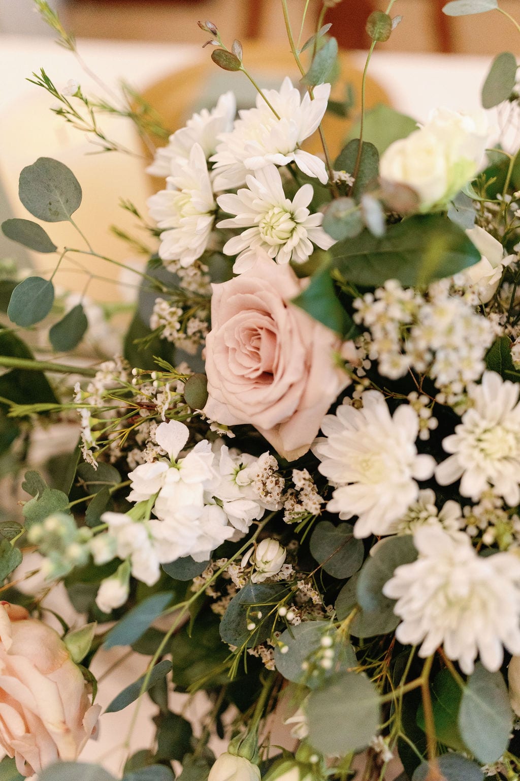 Grace and Miles wedding at Eldredge Manor, the florals