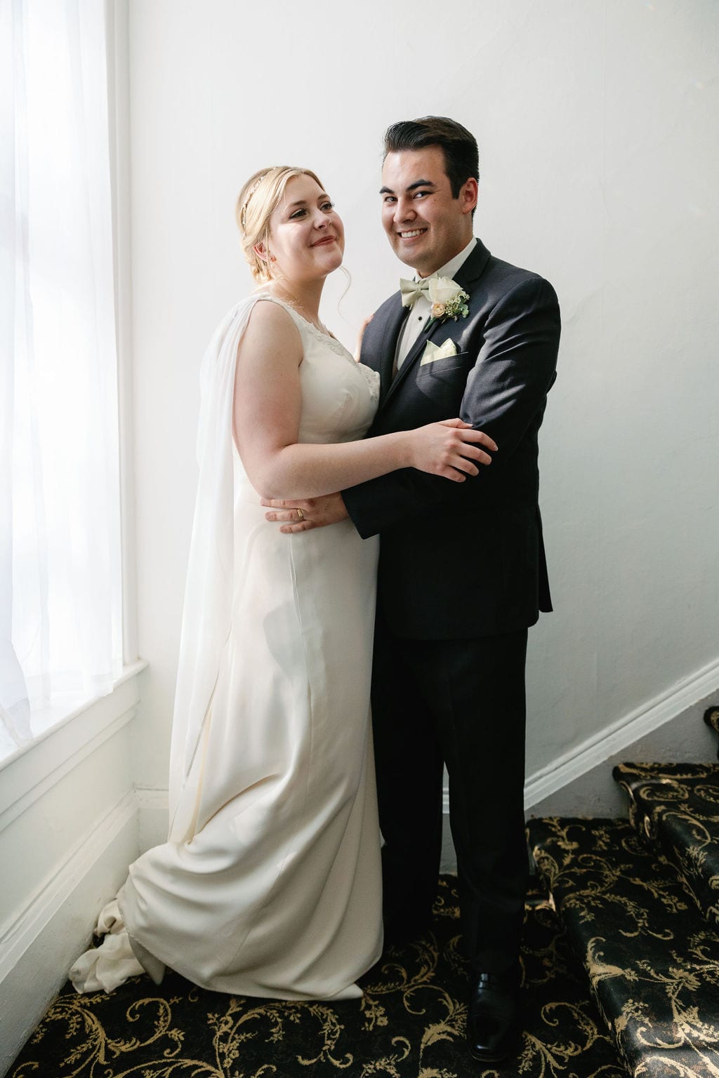 Grace and Miles wedding at Eldredge Manor, the couple, a garden portrait