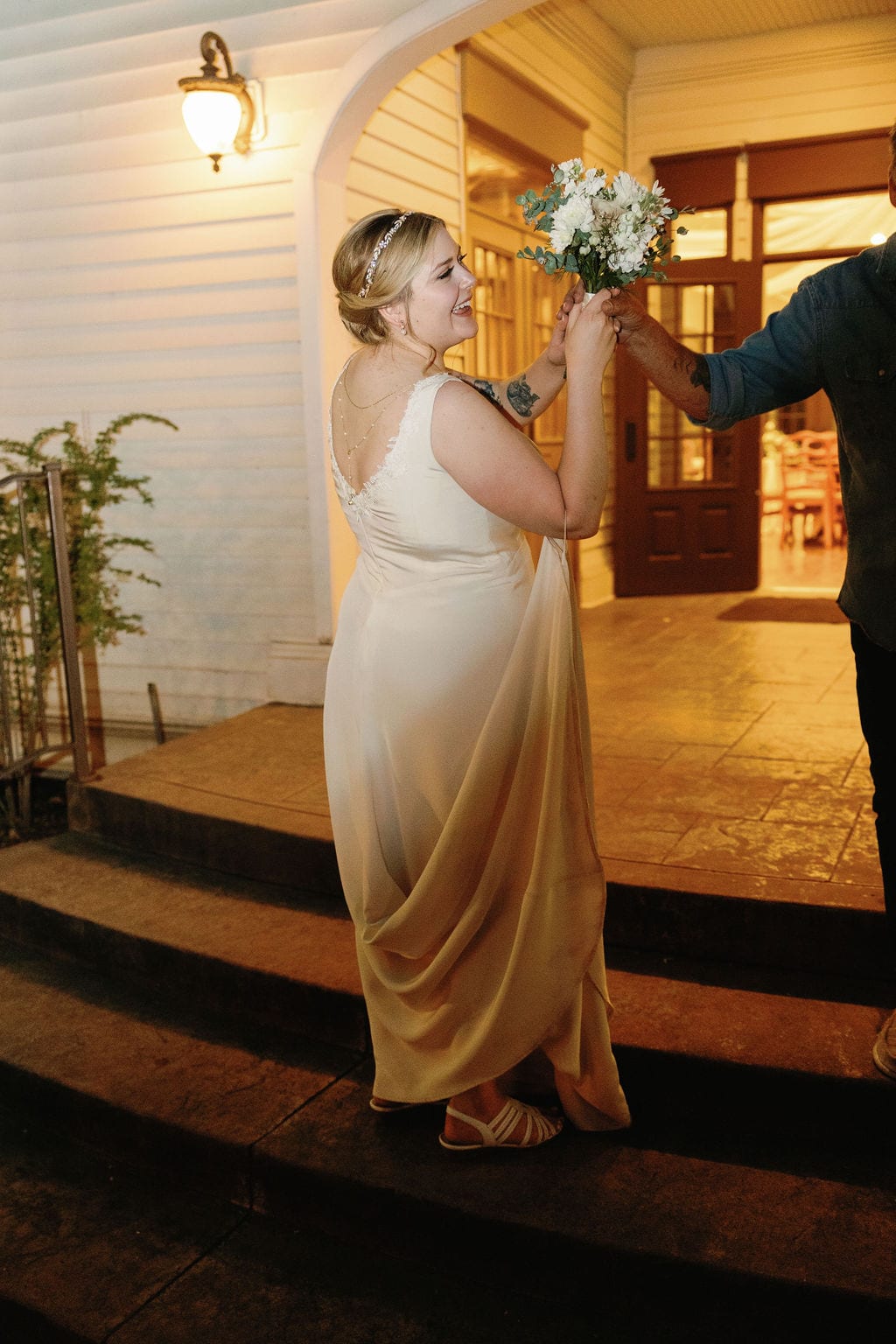 Grace and Miles wedding at Eldredge Manor, the bouquet toss