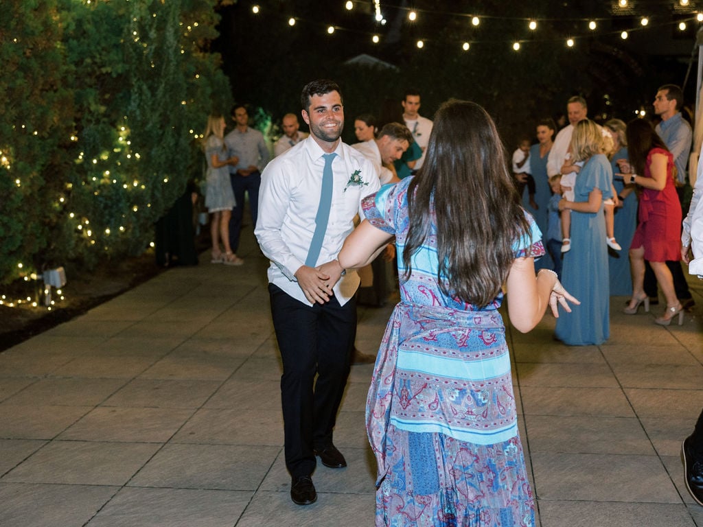 Joe and Holly wedding, dancing under the string lights at Thanksgiving Point