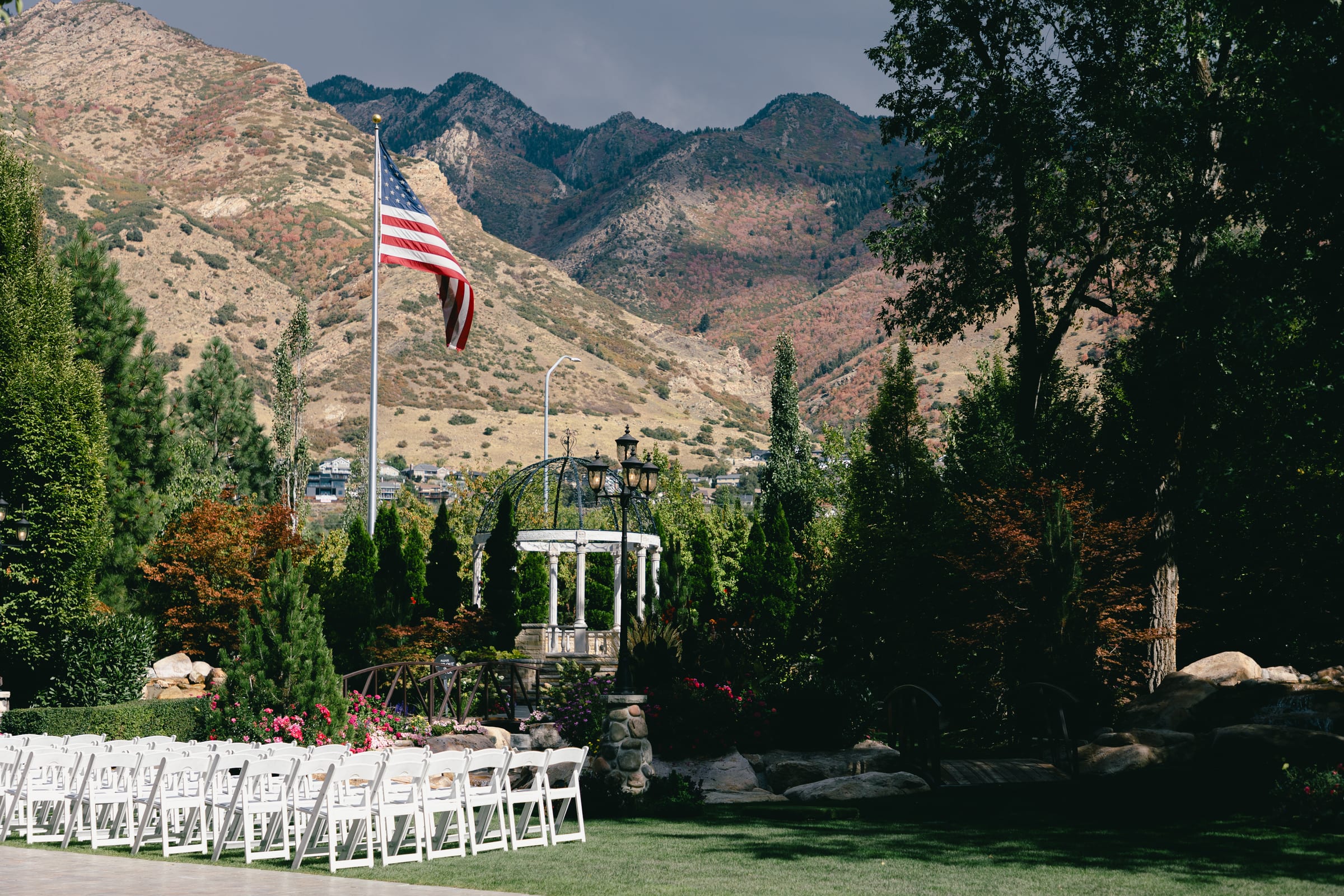 Kyle and Marita wedding at Bellissimo Gardens, the garden ceremony setting