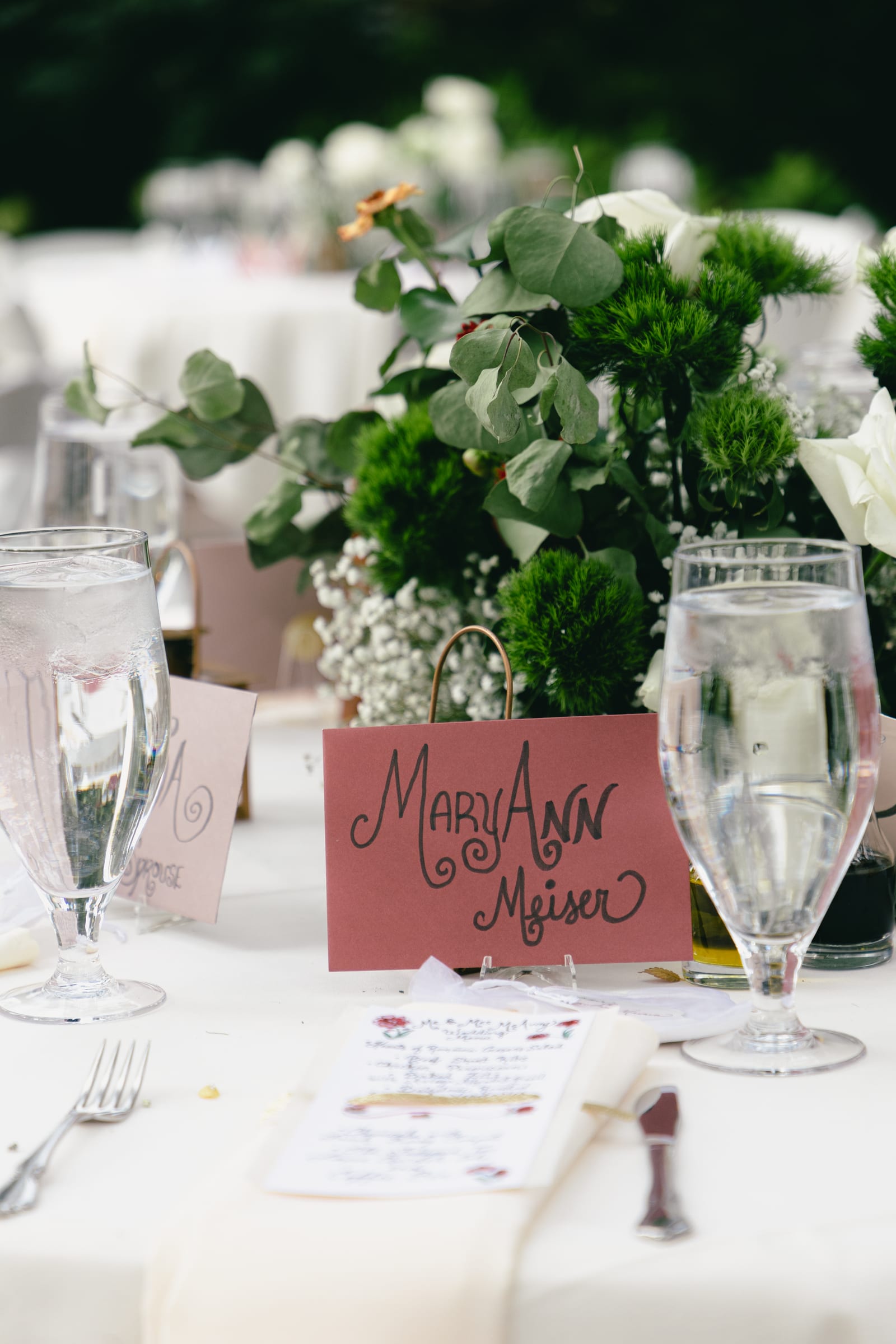 Kyle and Marita wedding at Bellissimo Gardens, the place settings