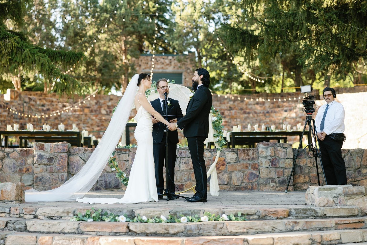 Guests embracing the newlyweds after the ceremony, a joyful Utah wedding