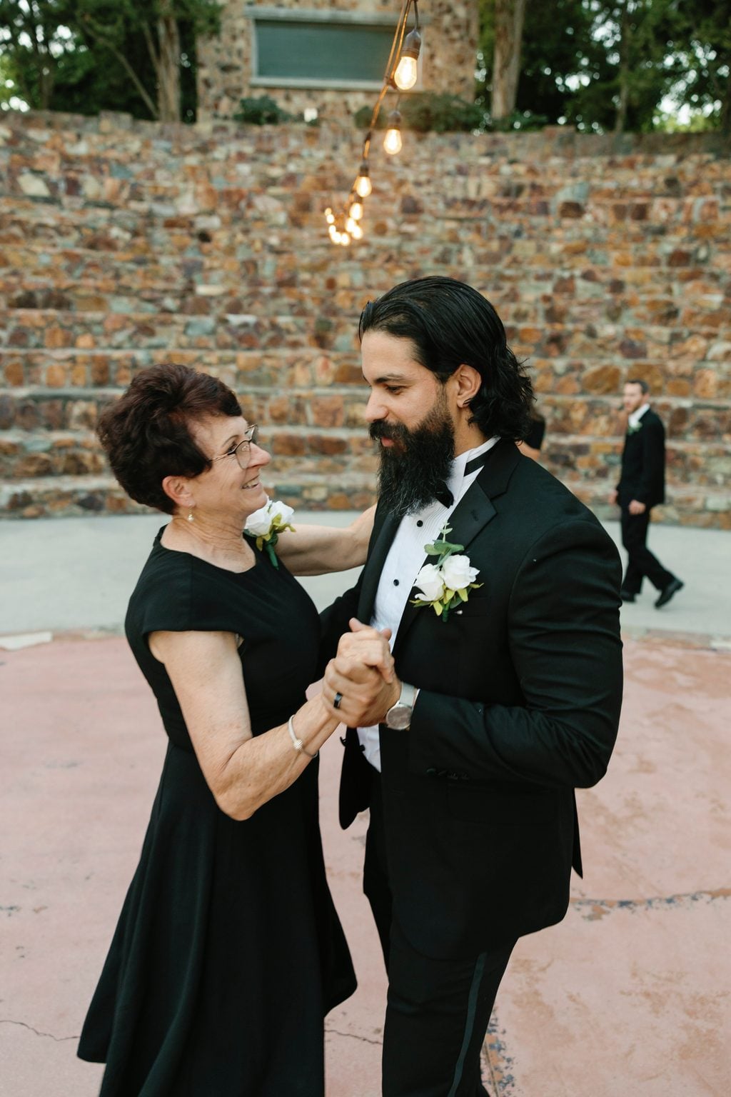 A parent dance on the terrace at dusk, a private Utah estate wedding