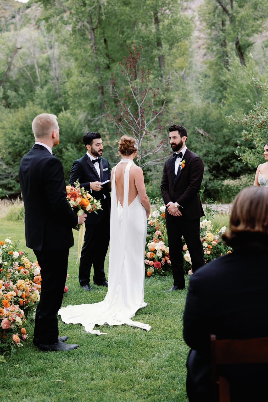 Outdoor ceremony in the meadow at 4U Ranch, a Park City, Utah ranch wedding venue