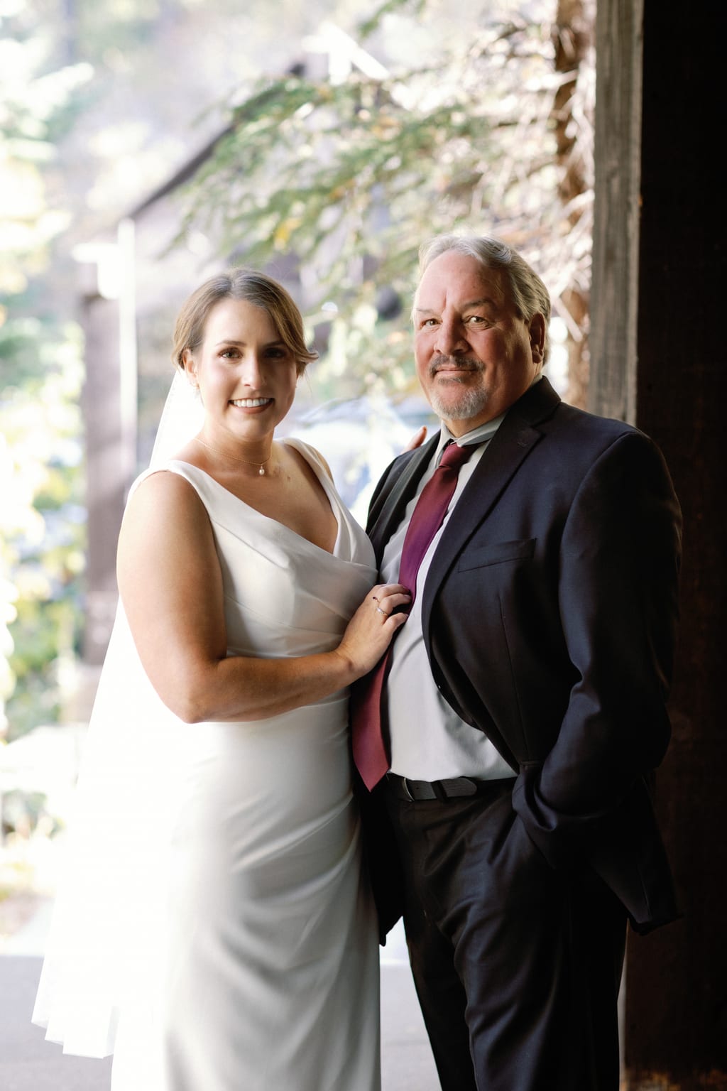 The bride with her father, a portrait before the celebration, Sundance, Utah