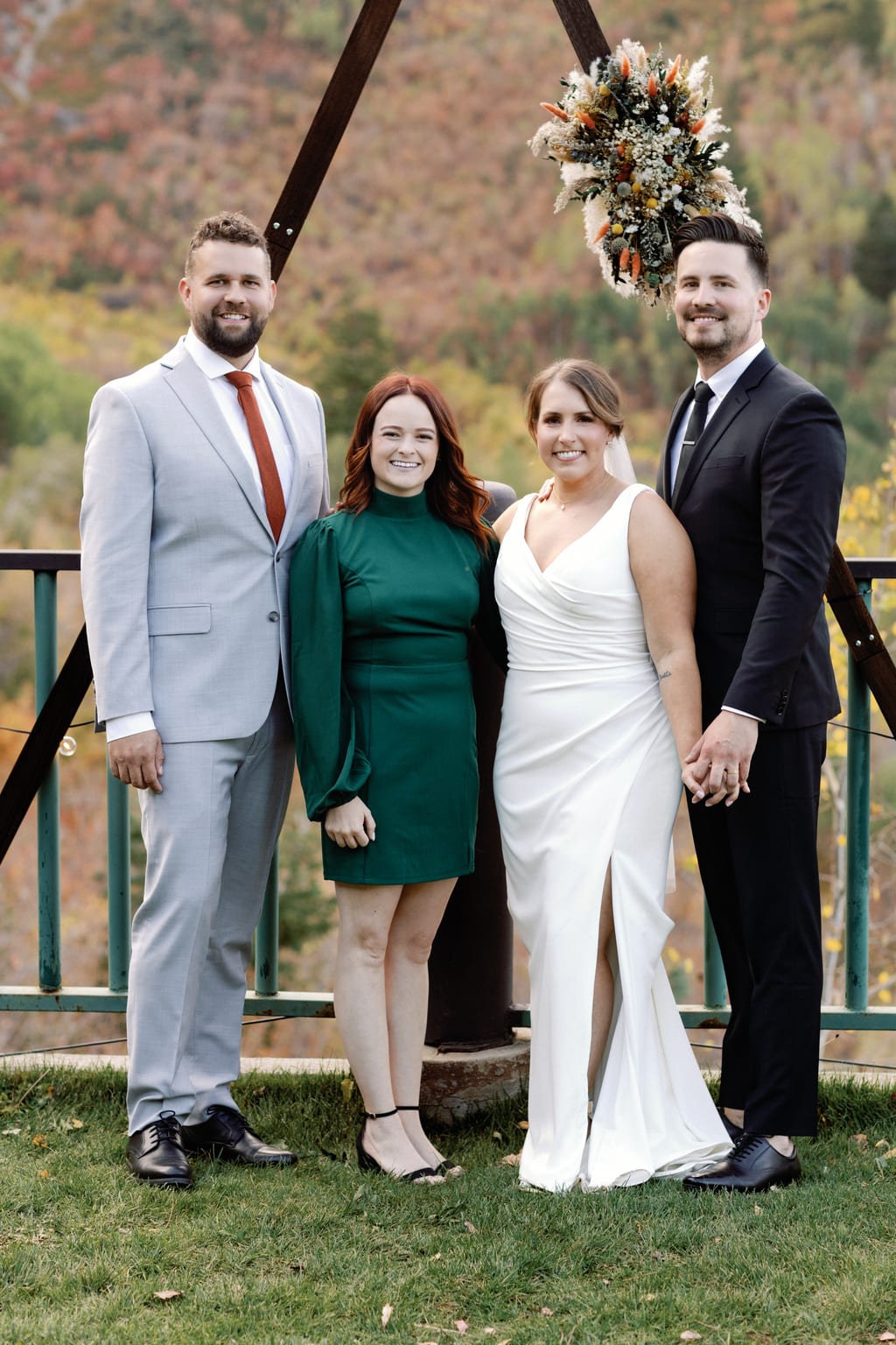 The wedding party in fall tones at a private Sundance residence