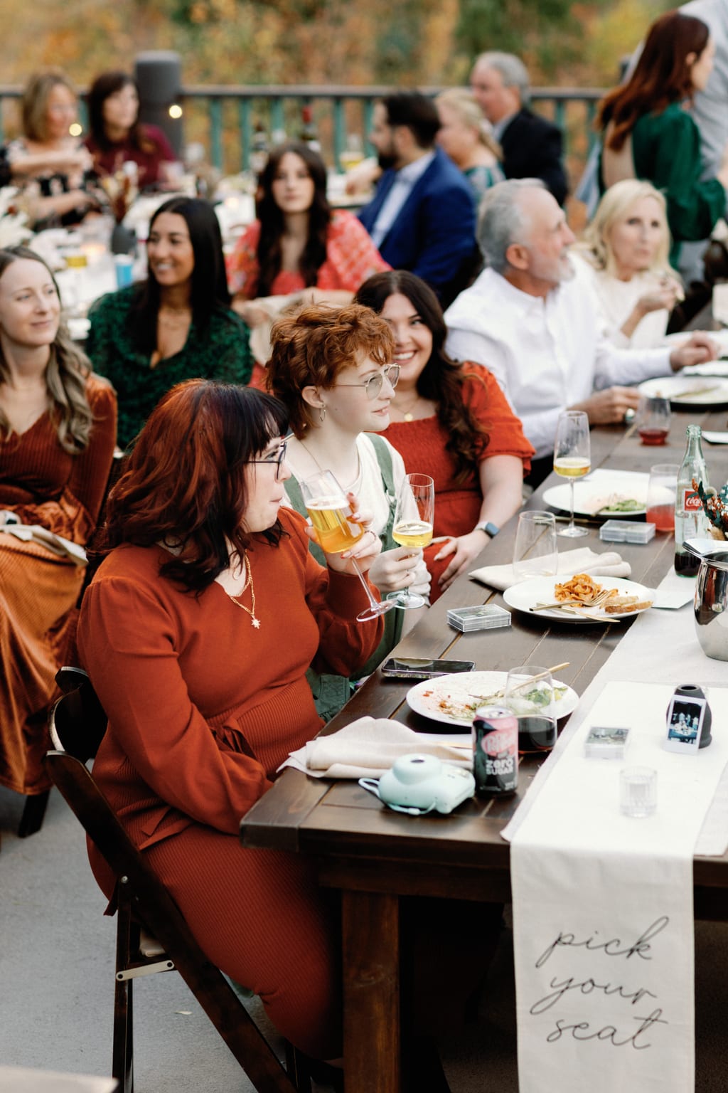 Guests gathered for dinner at the canyon-side reception, Sundance, Utah